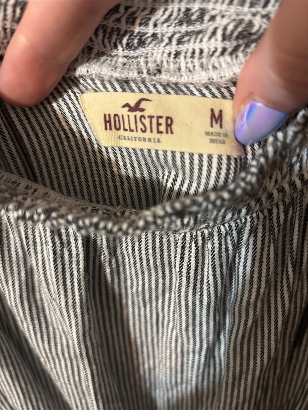 Hollister Black & White Vertical Stripe Top